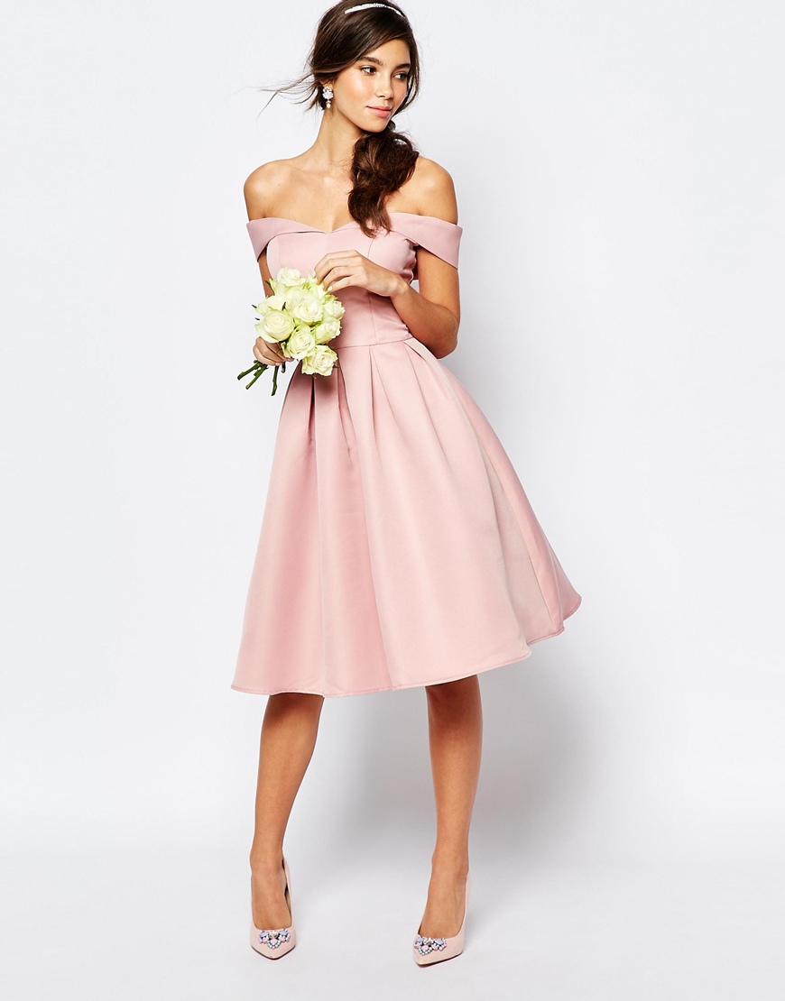 blush pink bardot dress
