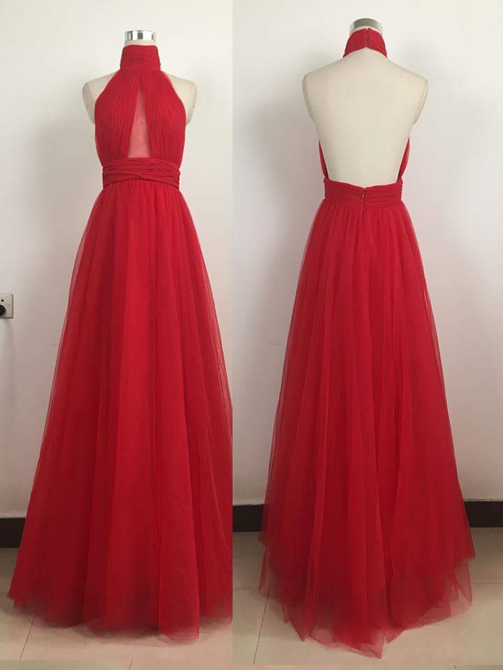 long red tulle dress