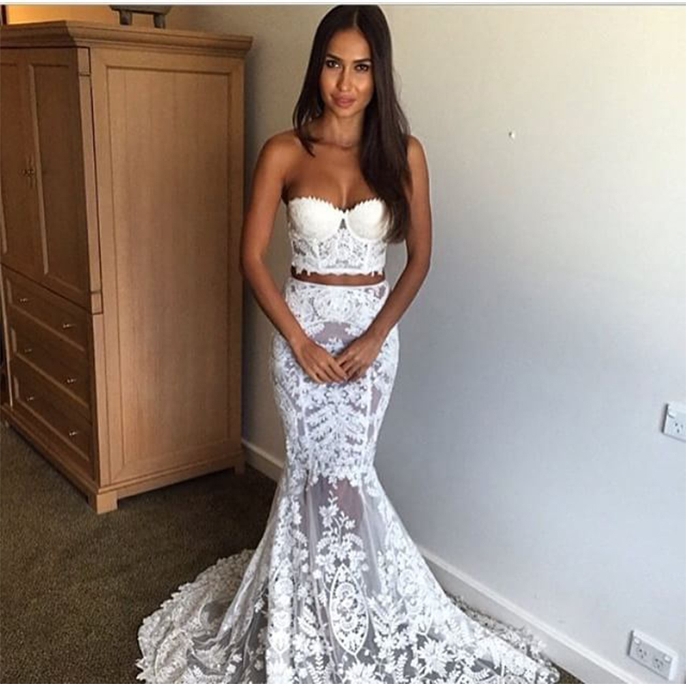 Off white two piece prom dress by blush sale