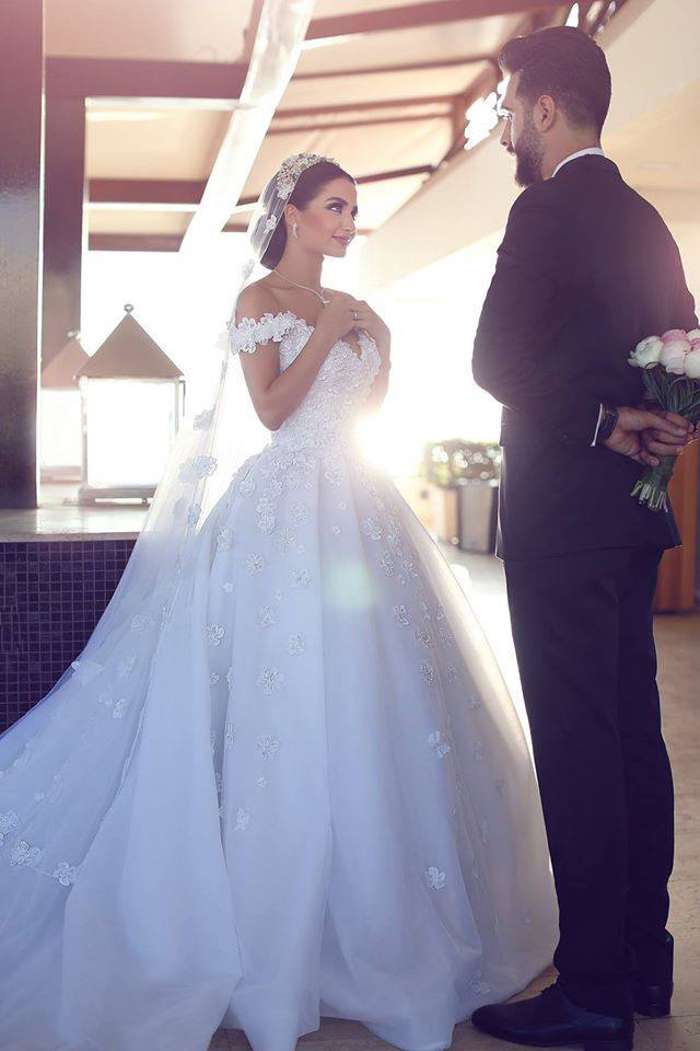 white organza wedding dress