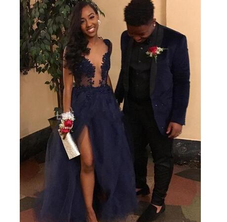 navy blue and black prom