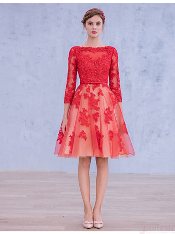Long Sleeves Lace Wedding Dress Bridal Long Sleeves Lace Wedding Dress Bridal Gown Red Short